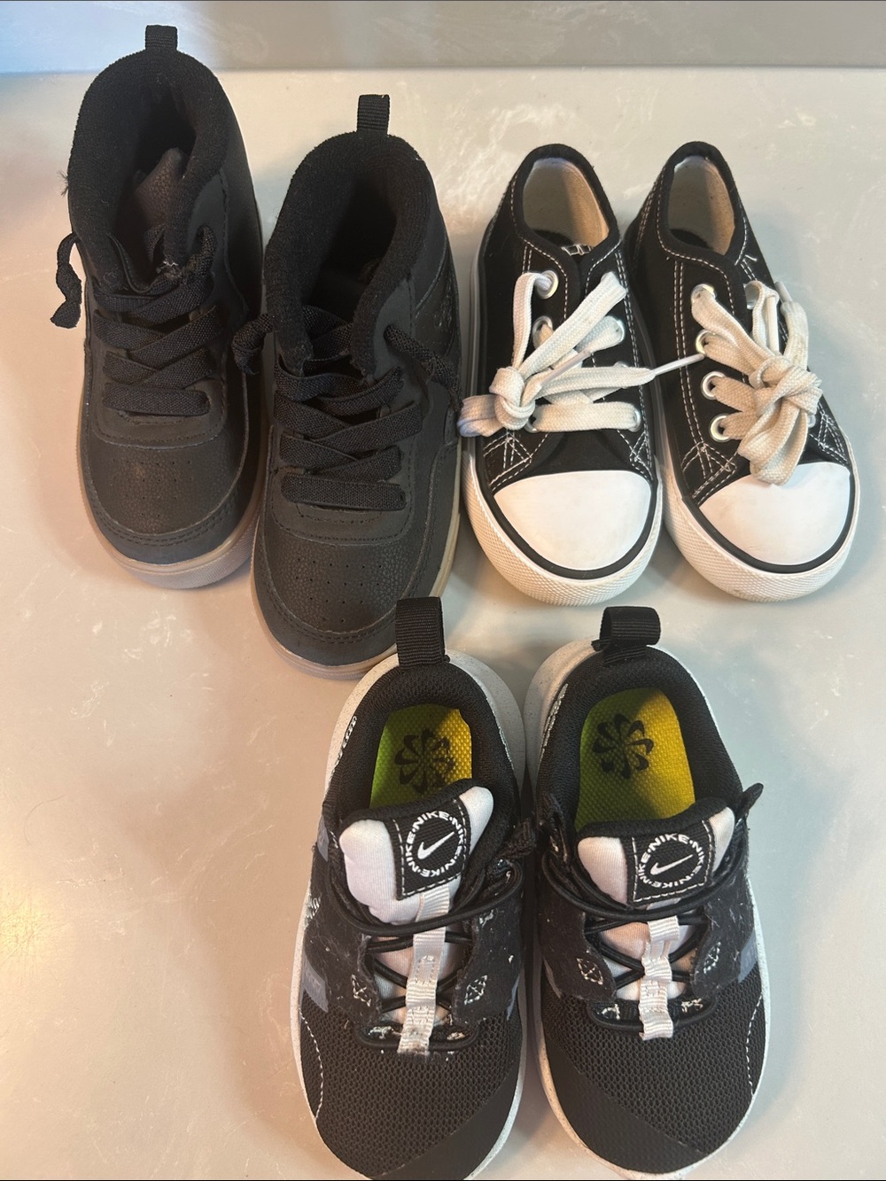 Nike Kids Black and White Casual Sneakers Trio
